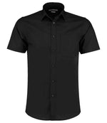 Kustom Kit Short Sleeve Tailored Poplin Shirt Black