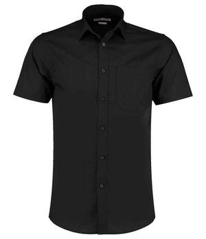 Kustom Kit Short Sleeve Tailored Poplin Shirt Black