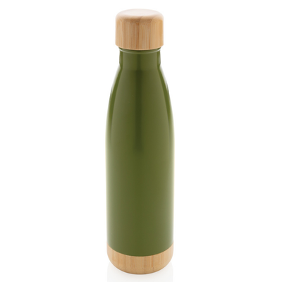 Vacuum stainless steel bottle with bamboo lid and bottom
