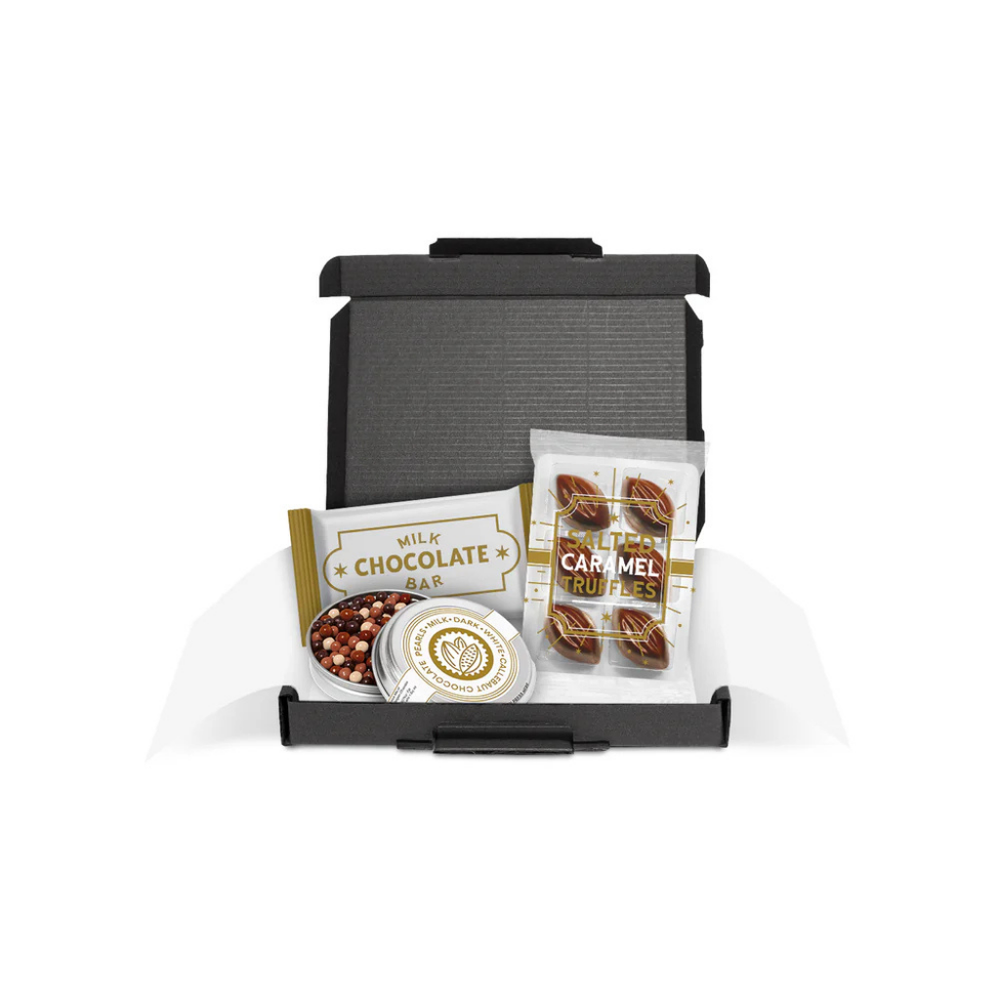 Branded Gift Boxes - Mini Black Postal Box - Chocolate Edition