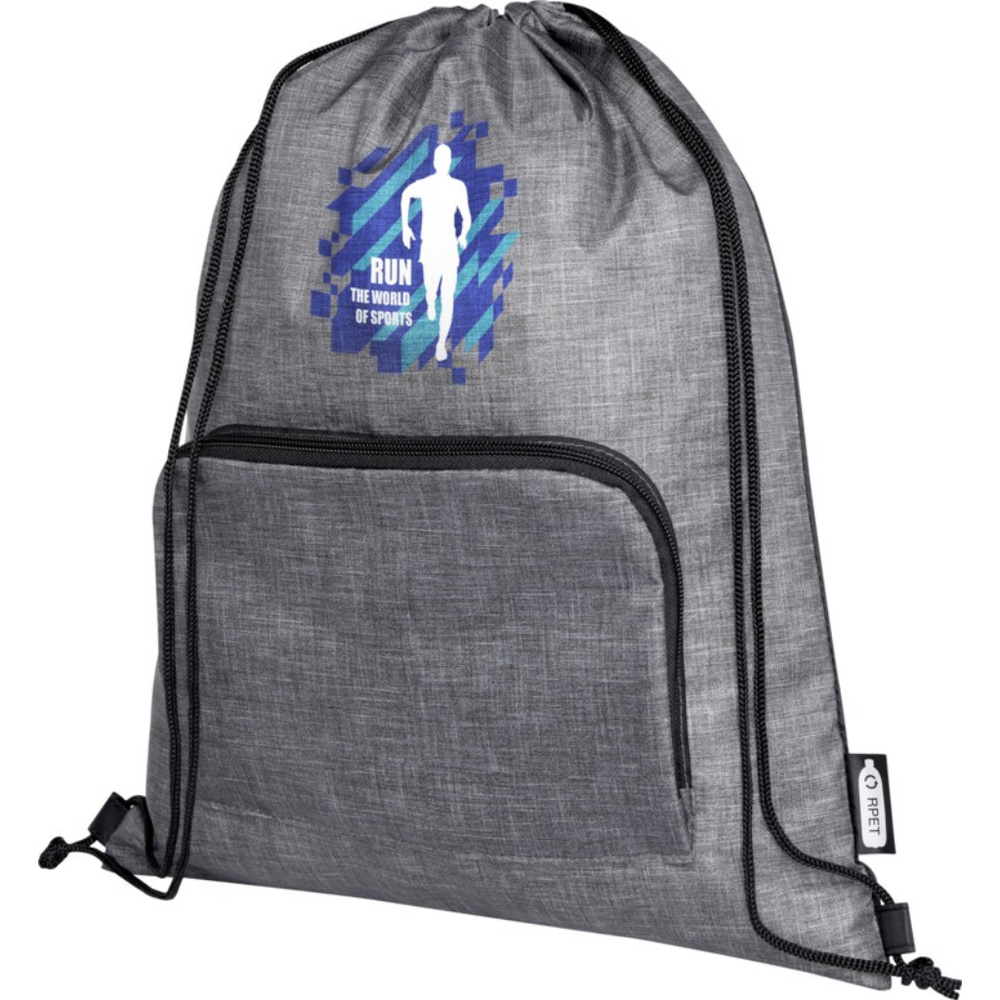 Branded Ash recycled foldable drawstring bag 7L