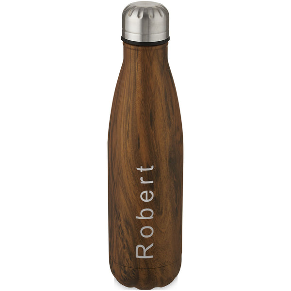 Cove 500 ml vacuum insulated stainless steel bottle with wood print