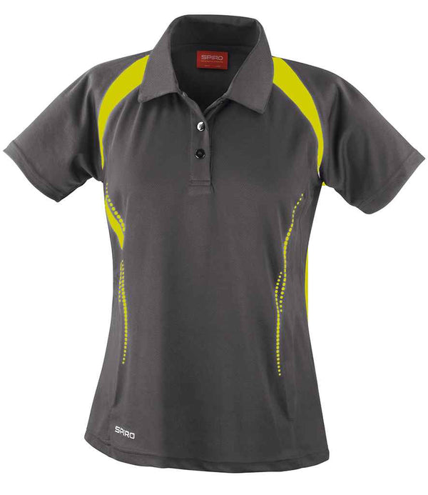 Spiro Ladies Team Spirit Polo Shirt Grey/Lime Green