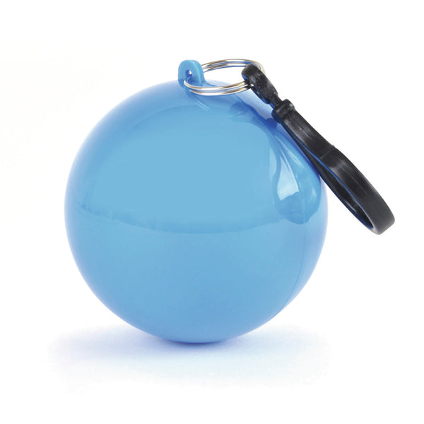 Branded White Poncho In Plastic Ball with Split Ring Keyring