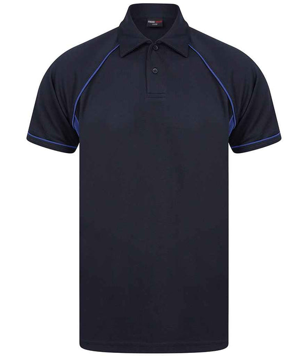 Finden + Hales Performance Piped Polo Shirt Navy/Royal Blue