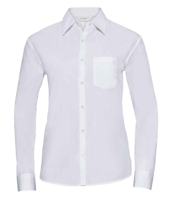 Russell Collection Ladies Long Sleeve Easy Care Poplin Shirt