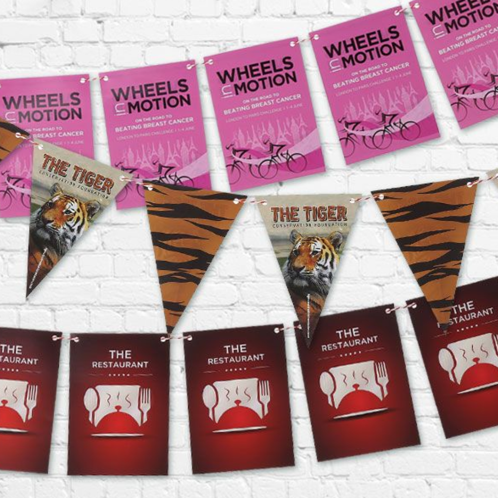 Promotional Indoor Bunting on 2.5m Lengths. A6 Size