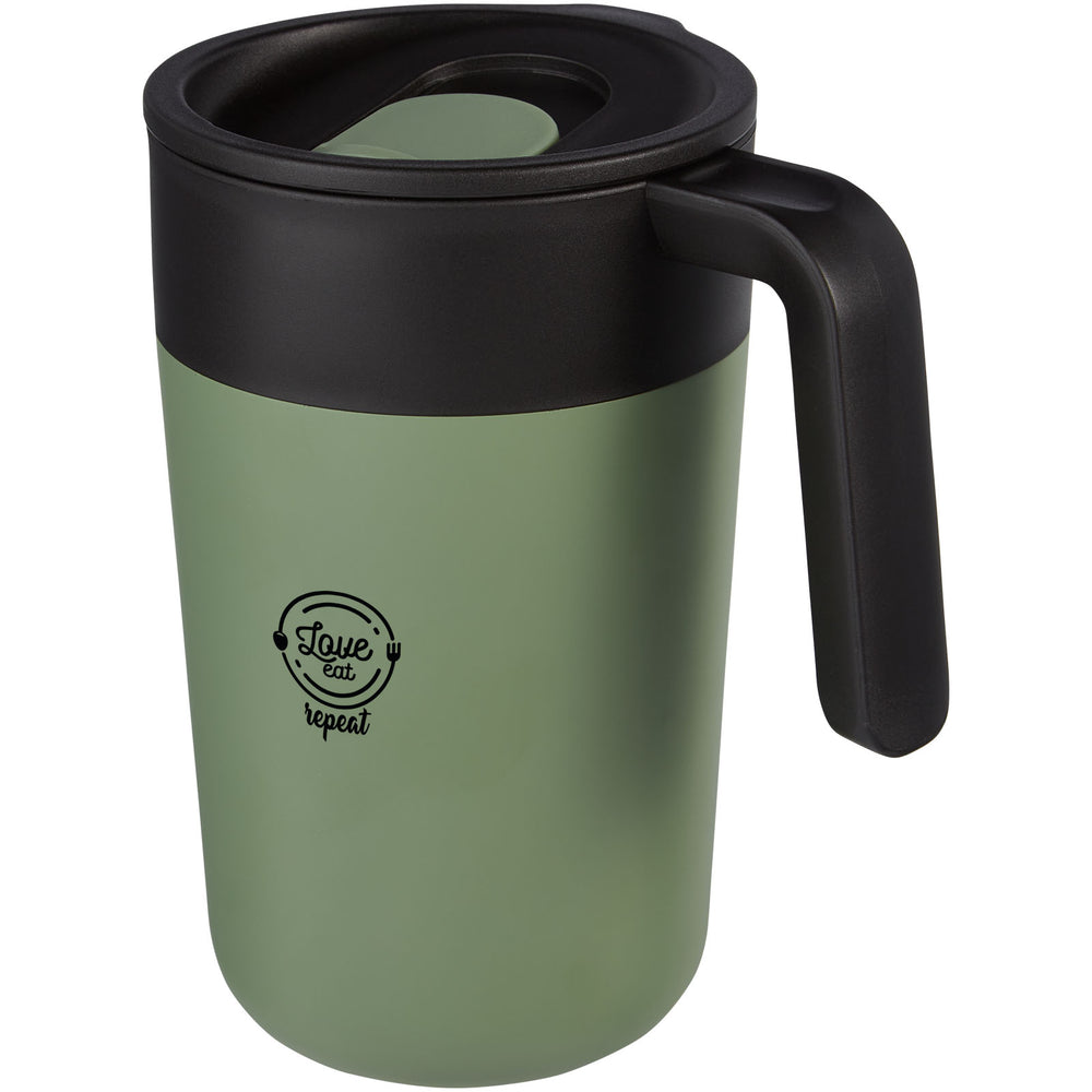 Branded Nordia 400 ml double-wall recycled mug