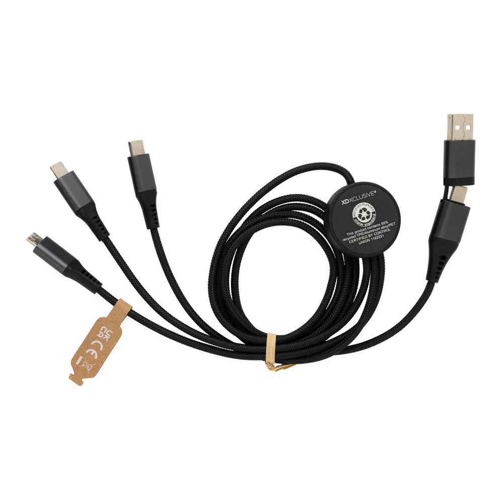 Branded Terra RCS recycled aluminium 120cm 6-in-1 cable