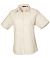 Premier Ladies Short Sleeve Poplin Blouse Natural
