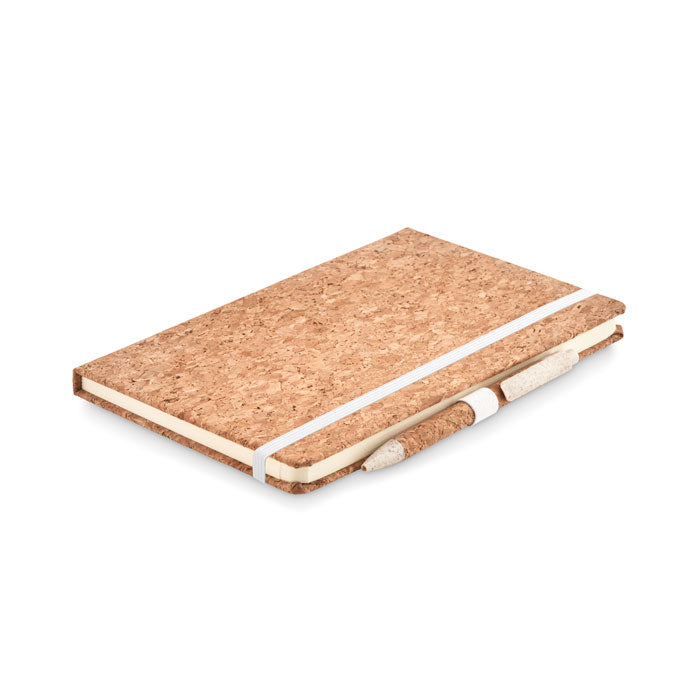 Branded A5 cork notebook with pen