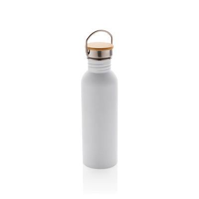 Modern stainless steel bottle with bamboo lid