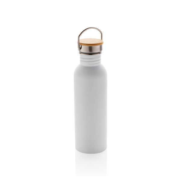 Modern stainless steel bottle with bamboo lid