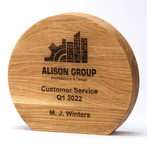 15cm x 16.5cm x 35cm Beech Oval Award