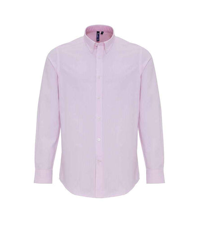 Premier Long Sleeve Striped Oxford Shirt White/Pink