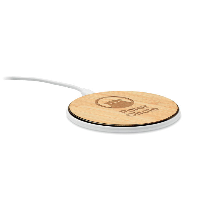 Branded Bamboo and Plastic wireless charger 10W