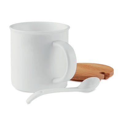 Porcelain mug with spoon