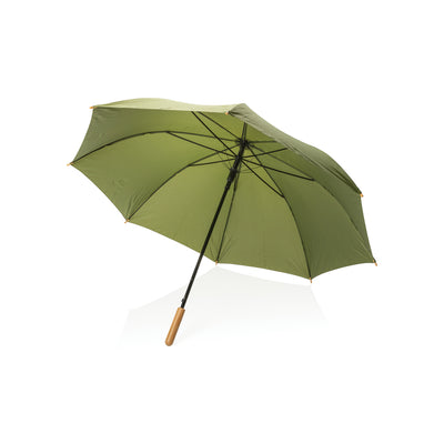 Branded 27" Impact AWARE™ RPET 190T auto open bamboo umbrella