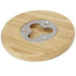 Branded Scoll wooden coaster with bottle opener
