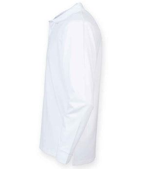 Henbury Unisex Long Sleeve Coolplus® Piqué Polo Shirt White