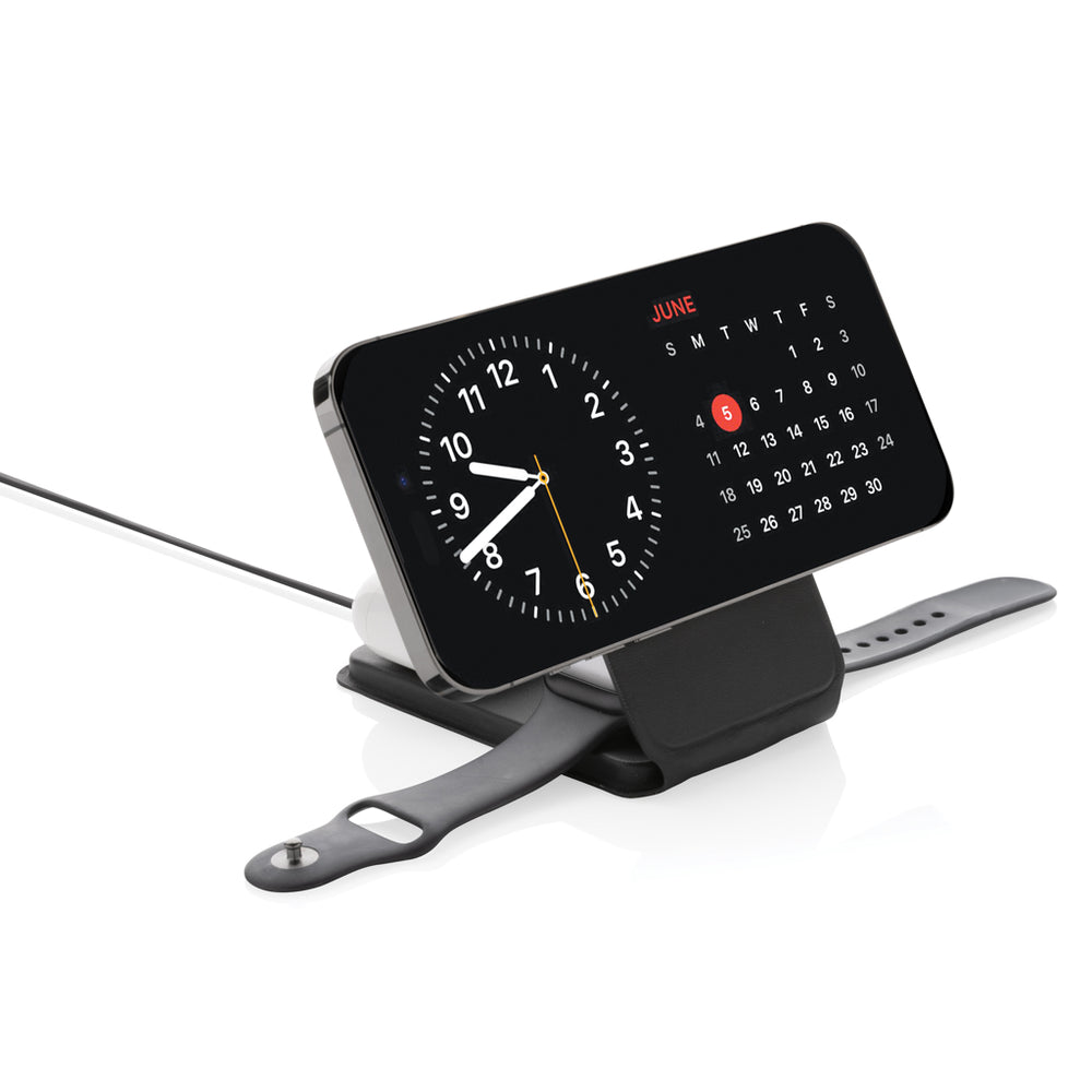 Branded Swiss Peak RCS rPU 15W 3-in-1 magnetic wireless charger