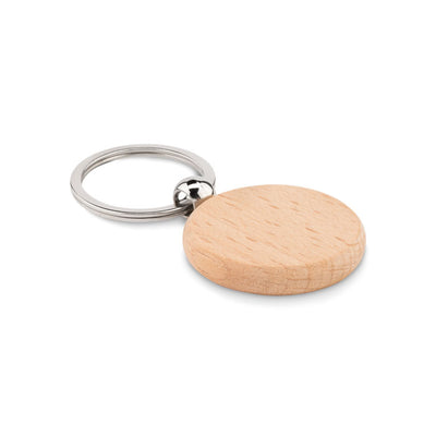 Branded Round wooden key ring