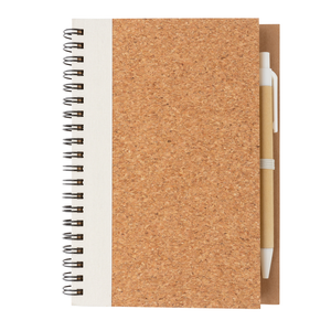 Cork spiral notebook with pen