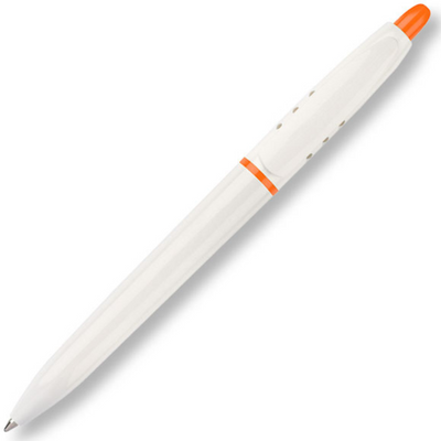 Printed S30 Pens in white with orange accents to the top and ring