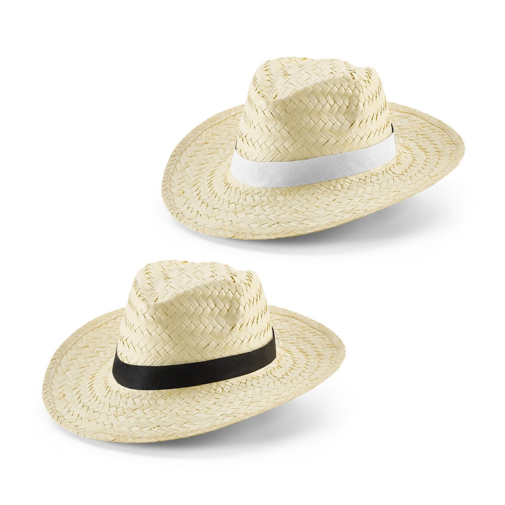 EDWARD POLI. Natural straw hat with polyester ribbon – Totally Branded