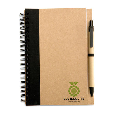Branded B6 recycled notebook with pen