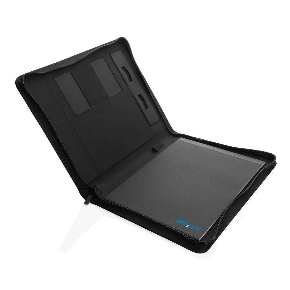 Branded Impact Aware™ deluxe 300D tech portfolio with zipper