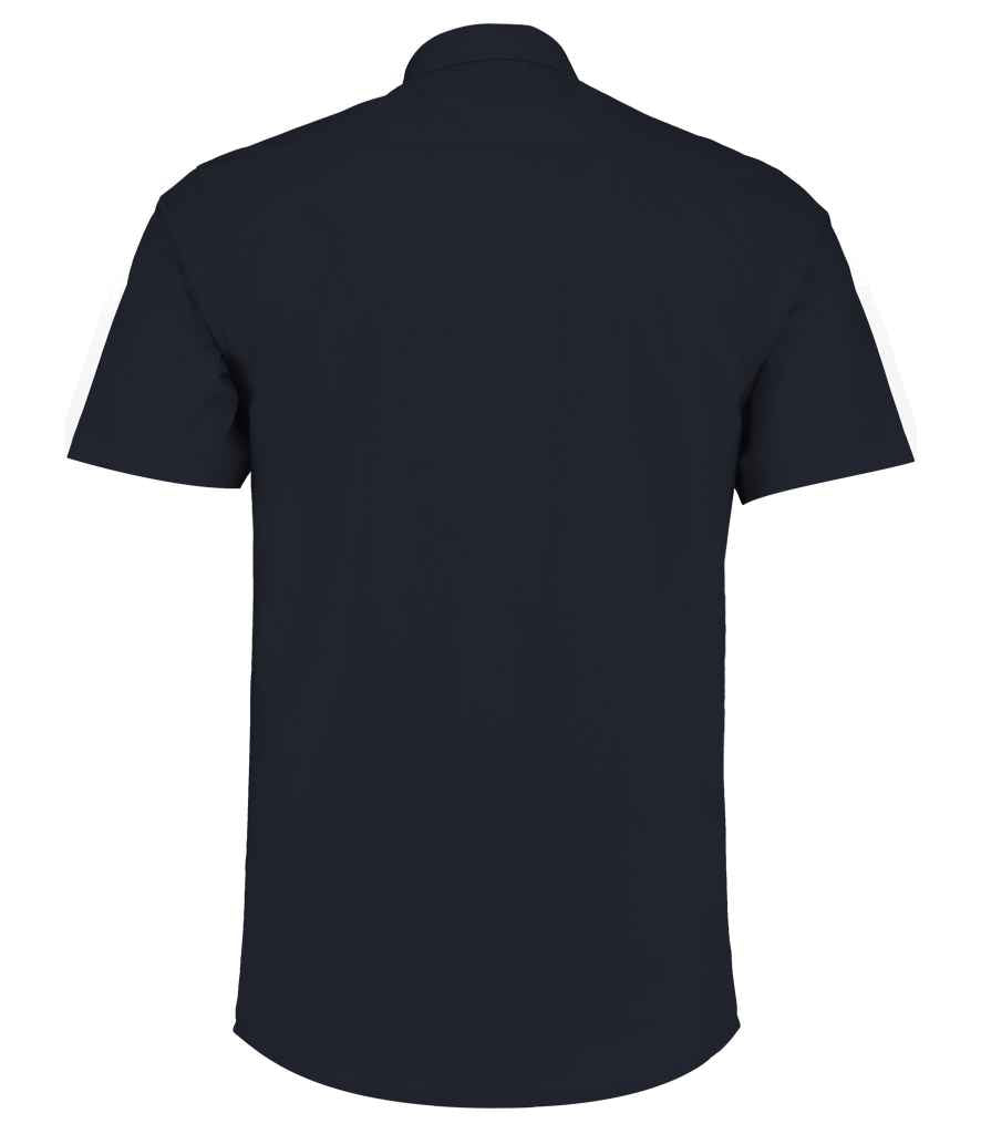 Kustom Kit Short Sleeve Tailored Poplin Shirt Dark Navy