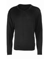 Premier Knitted Cotton Acrylic V Neck Sweater Black