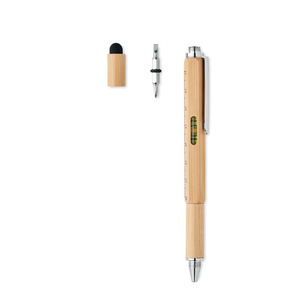 Branded Spirit level pen in bamboo