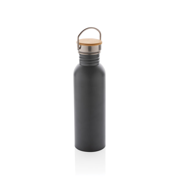 Modern stainless steel bottle with bamboo lid