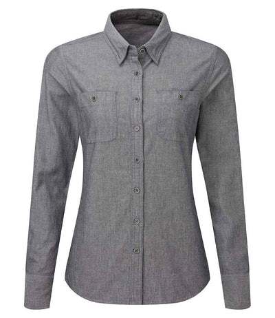 Premier Ladies Organic Fairtrade Long Sleeve Chambray Shirt