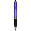 Curvy stylus ballpoint pen with purple barrel and black grip