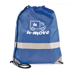 Branded Fluorescent drawstring bag with reflective strip. 210D polyester