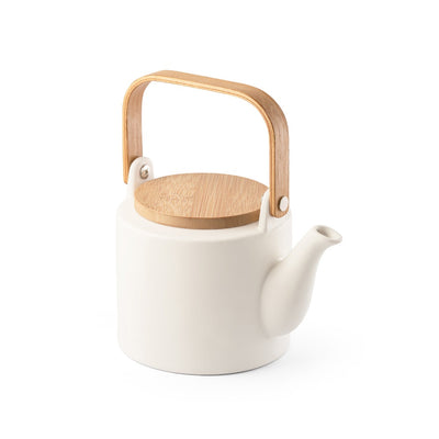 GLOGG. 700 mL ceramic teapot with bamboo lid