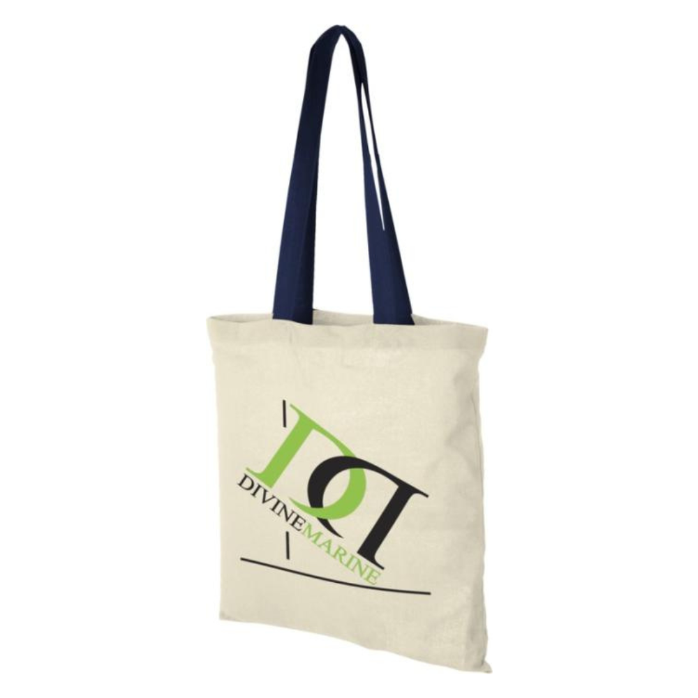 Nevada 100 g/m² cotton tote bag coloured handles 7L