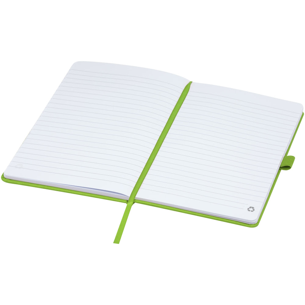 Branded Honua A5 recycled paper notebook with recycled PET cover