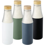 Branded Hulan 540 ml copper vacuum insulated stainless steel bottle with bamboo lid