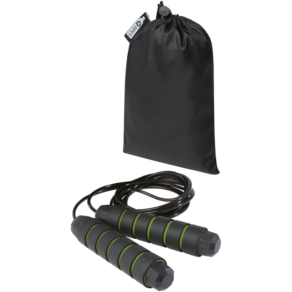 Branded Austin soft skipping rope in recycled PET pouch