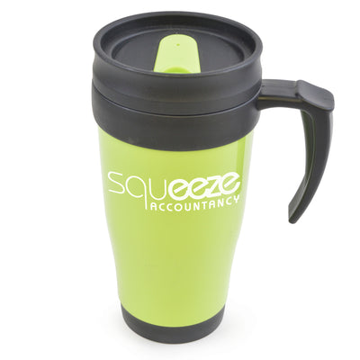 Branded Polo Plus 400 ml Plastic Solid Coloured Travel Mug