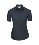 Russell Collection Ladies Short Sleeve Easy Care Poplin Shirt French Navy