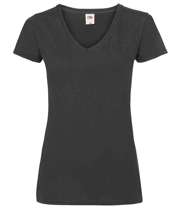 Fruit of the Loom Lady Fit Value V Neck T-Shirt Black