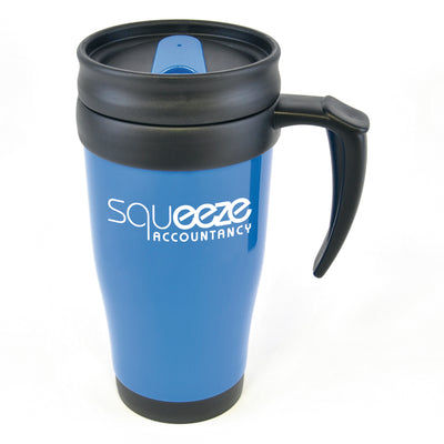 Branded Polo Plus 400 ml Plastic Solid Coloured Travel Mug