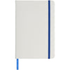Branded Spectrum A5 white notebook with coloured strap