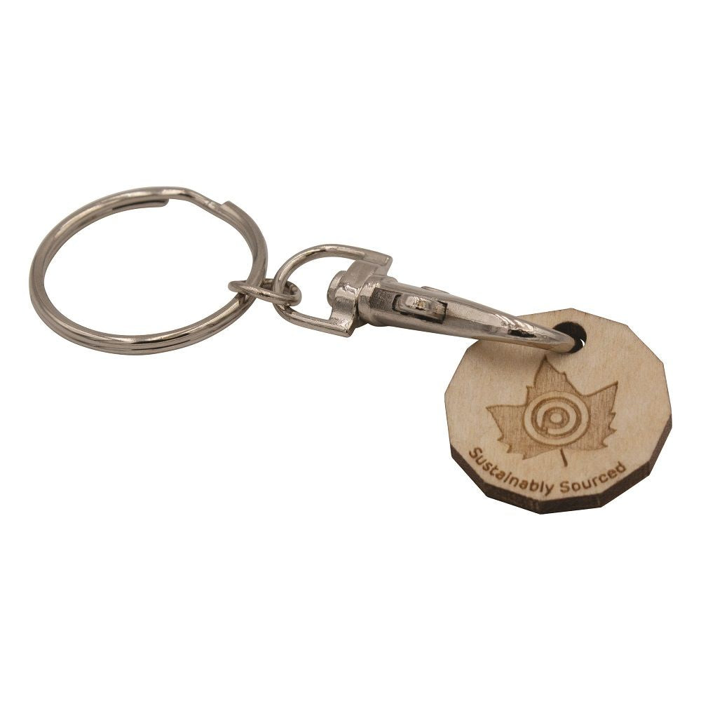 Branded Wooden Trolley Coin Keyring