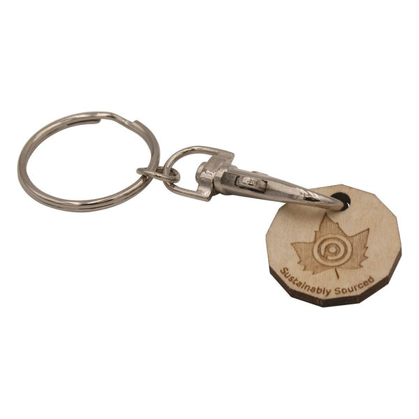 Branded Wooden Trolley Coin Keyring